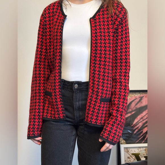 Braemar by Jeremy Scott houndstooth zip cardigan - Picture 2 of 7